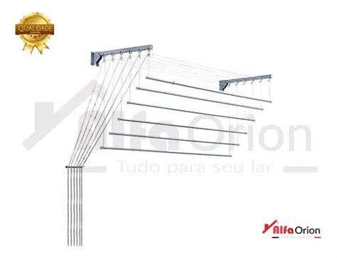 Varal Prático De Teto Ou Parede Aço 6 Varetas 1 20 Metros