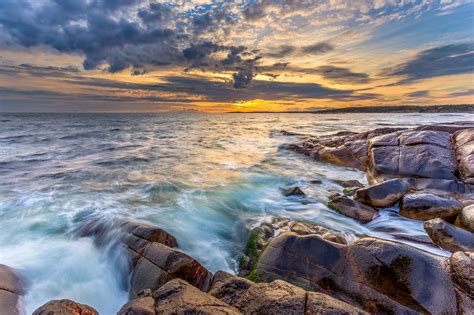 Wallpaper Sunlight Landscape Sunset Sea Bay Rock Nature Shore