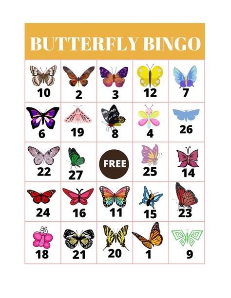 Bingo Card Game With Butterflies Bingo Game Bundle To Play Instant