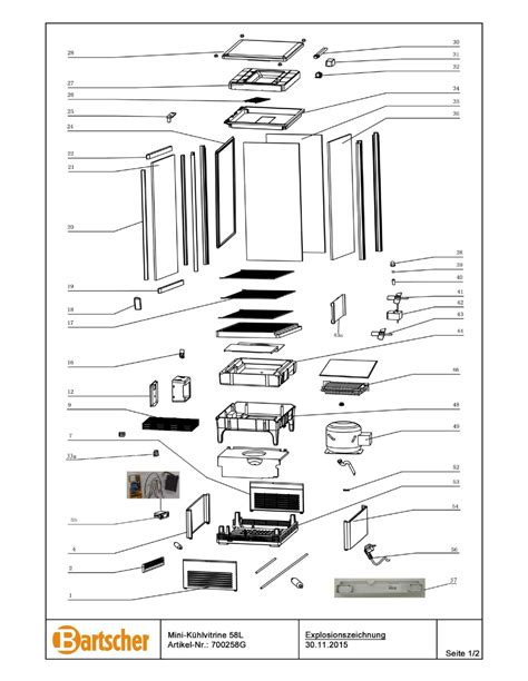 Pièces détachées Mini vitrine réfrigérée 58L blanche Marque Bartscher