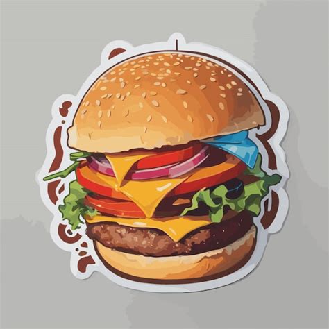 Vector De Pegatinas De Hamburguesas Sobre Un Fondo Blanco Vector Premium