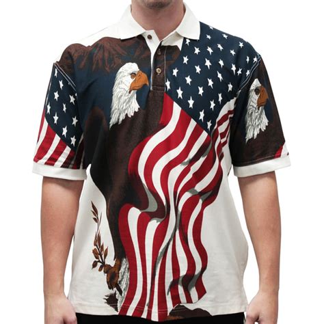 American Flag Stars And Stripes Patriotic Eagle Polo Shirt