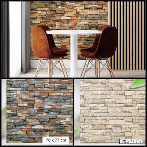 Jual Wallpaper Dinding Brick Foam 3D Motif Batu Bata Alam Retro 70x77