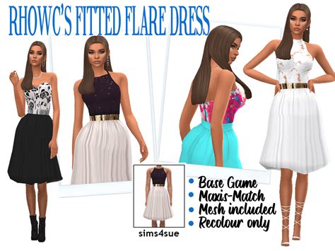 Sims 4 Download Rhowcs Fitted Flare Dress Base Game Micat Game