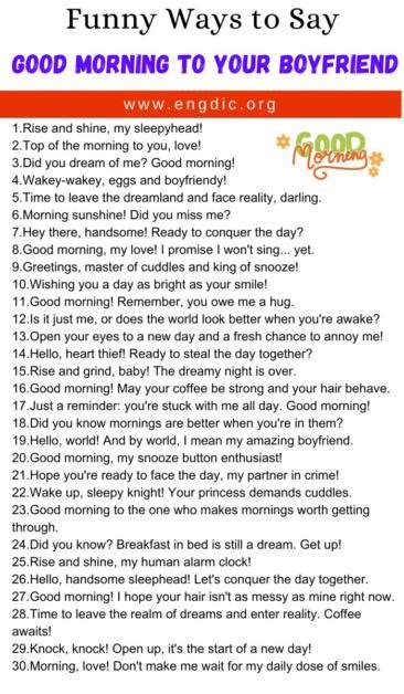 30 Funny Ways To Say Good Morning To Your Boyfriend EngDic