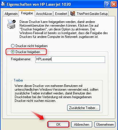 Druckerfreigabe Unter Windows Xp Supportnet