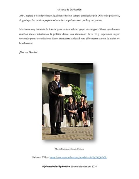 Discurso En Graduación De Diplomado De Fe Y Política Pdf