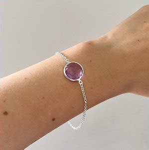 Pulseira De Prata Zirc Nia Oval Central Atacado De Prata