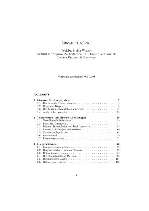 Lineare Algebra I Institut F R Algebra Zahlentheorie Und Diskrete