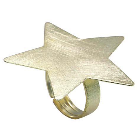 Anillo Enchapado En Oro Estrella Satinada Ajustable