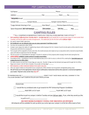 Fillable Online Stage Palouseempirefair Pef Camping Registration Form