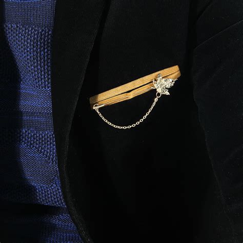 Men S Diamante Rhinestone Gold Tie Tack Chain Suit Pin Lapel Brooch