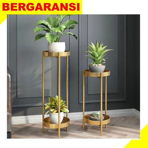 Jual Rak Bunga Besi Susun 2 Minimalis Tanaman Hiasan Rumah Standing