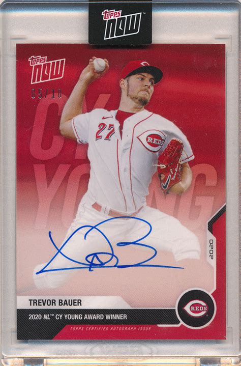 目立った傷や汚れなしTrevor Bauer MLB 2020 Topps Now Cy Young Award Winner Auto