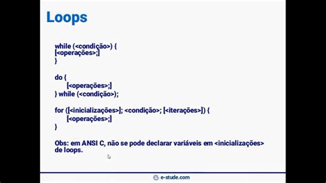 Curso Avançado de Linguagem C Aula 01 Parte 3 7 Loops YouTube