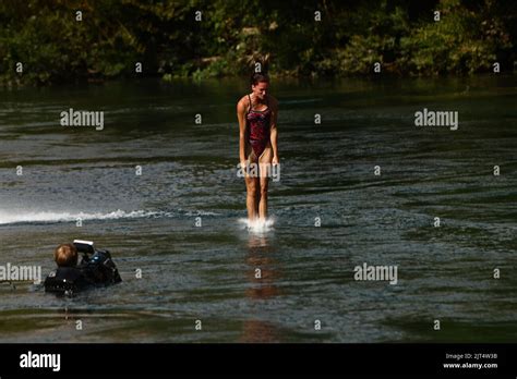 Athlet Is Seen During Red Bull Cliff Diving Final Competition At Stari