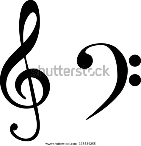 Black Treble Bass Clef Music Symbols Stock Vector (Royalty Free) 338534255