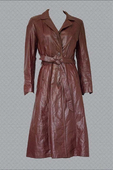 Leather Belted Trench Coat Vintage 70 S Burgundy Leather Etsy