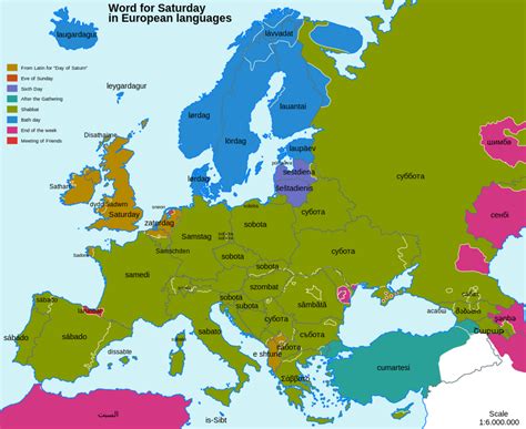 Saturday In Various European Languages Europe Kartographie