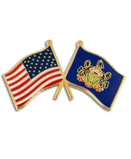 Pinmarts Pennsylvania And Usa Crossed Friendship Flag Enamel Lapel Pin