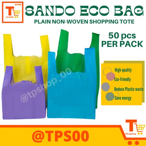 50pcs Sando Eco Bag Plain Non Woven Reusable Shopping Tote Lazada Ph