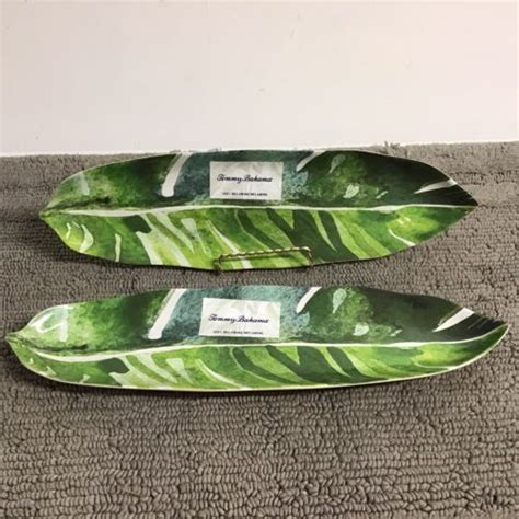 2 NEW TOMMY BAHAMA MELAMINE TROPICAL PALM LEAF 16 SERVING TRAY EBay