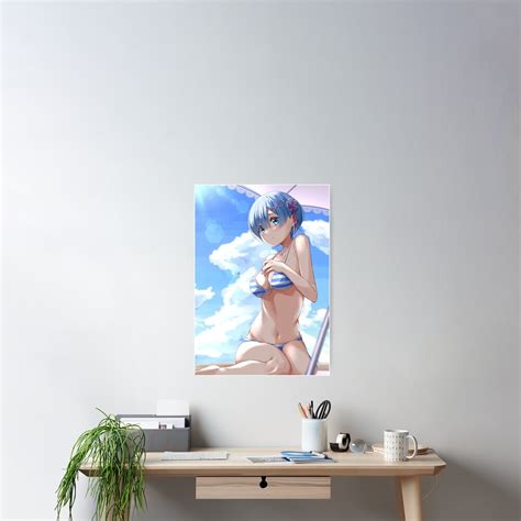 Póster Adorable Rem Hot Bikini Waifu Sexy Kawaii Re Zero Anime RZ