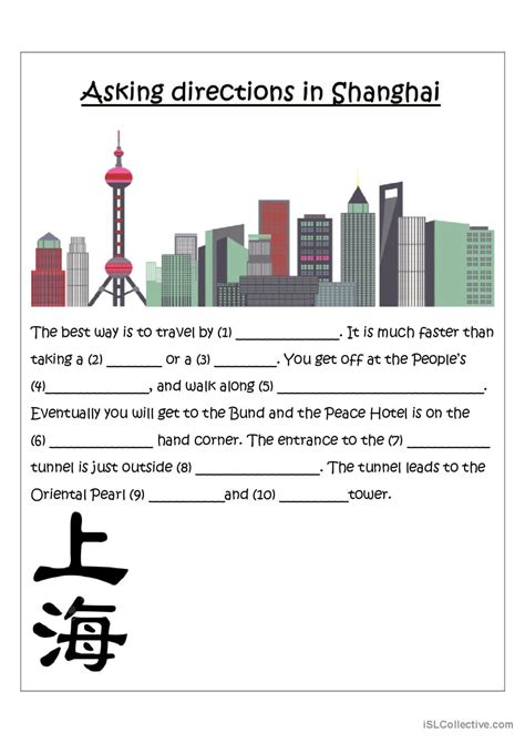 Asking Directions In Shanghai English Esl Worksheets Pdf Doc