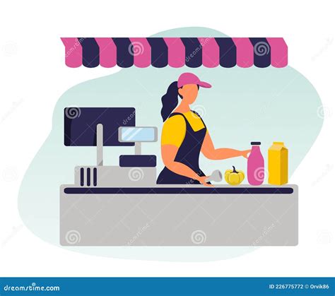 Supermarket Checkout Counter With Belt Cartoon Vector Cartoondealer