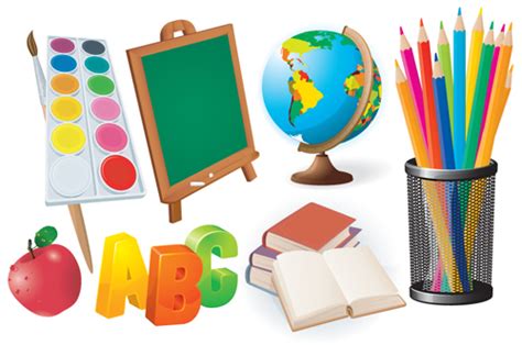 Different School supplies vector graphic set 08 free download