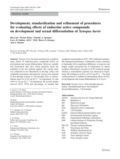 Pdf Development Standardization And Refinement Of Procedures For