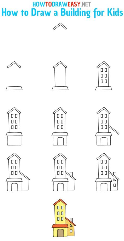 How to Draw an Easy Building for Kids - How to Draw Easy