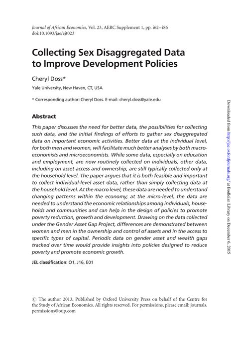 Pdf Collecting Sex Disaggregated Data To Improve Development Policies