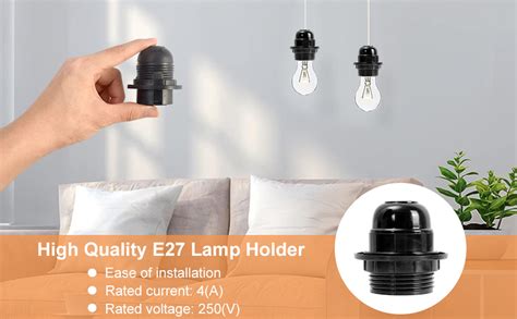 Fiacvrs Edison Screw Es E Light Bulb Lamp Holder Pendant Socket Black