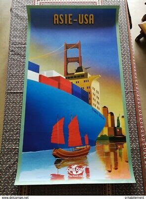 AFFICHE BATEAU PAQUEBOT French Line CMA CGM ASIE USA 2000 EBay