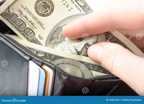 Hands Taking Money From Open Wallet Stock Photo Image Of Leather