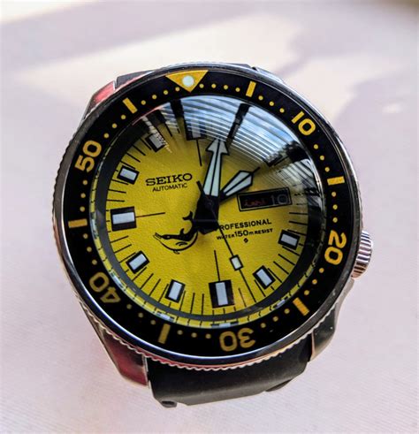 Yellow DOXA Modified Seiko SKX 007 Automatic Divers Watch Men S