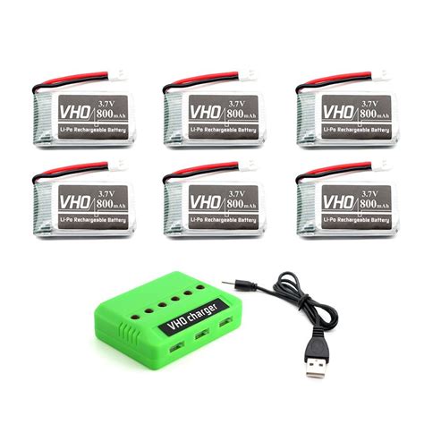 VHO 6pcs 3 7V 800mAh Lipo Battry And 6in1 Charger Box For Syma X5C X5SC