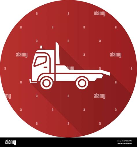 Tow Truck Flat Design Long Shadow Glyph Icon Car Wrecker Evacuator