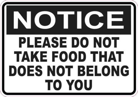 5 X 3 5 Notice Please Do Not Take Food That Does Not Belong To You Sticker