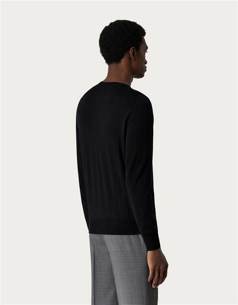 Black Pure Wool Crewneck Canali Us