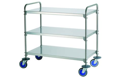 Catering Trolley In Stainless Steel With 3 Trays