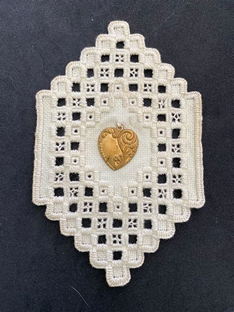 Heart Cream Ornament Hardanger Embroidery Etsy