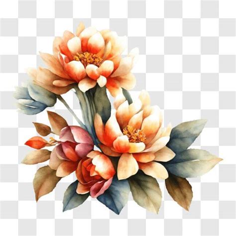 Télécharger Peinture de fleurs aquarelle vibrante PNG En Ligne