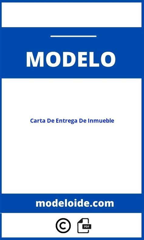 Modelo De Carta De Entrega De Inmueble Formato Pdf Word