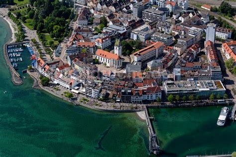 Luftaufnahme Friedrichshafen Ortskern Am Uferbereich Des Bodensee In