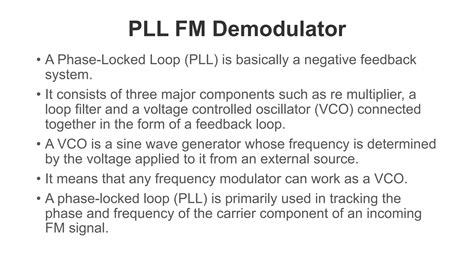 Fm Demodulation Using Pll Ppt Free Download