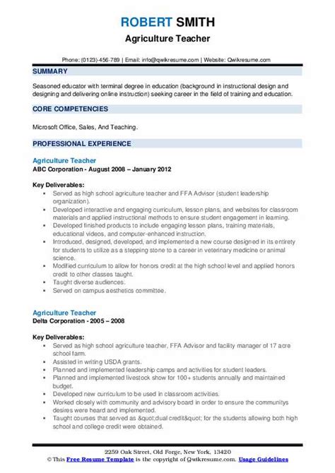 10 Agriculture Teacher Resume Samples And Templates For 2025