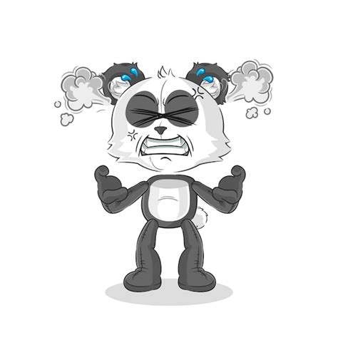 Panda Muy Enojado Mascota Vector De Dibujos Animados Vector Premium