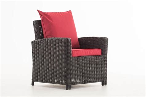 CLP Fisolo Fauteuil 5mm Rond Polyrotan Zwart Robijnrood Bol